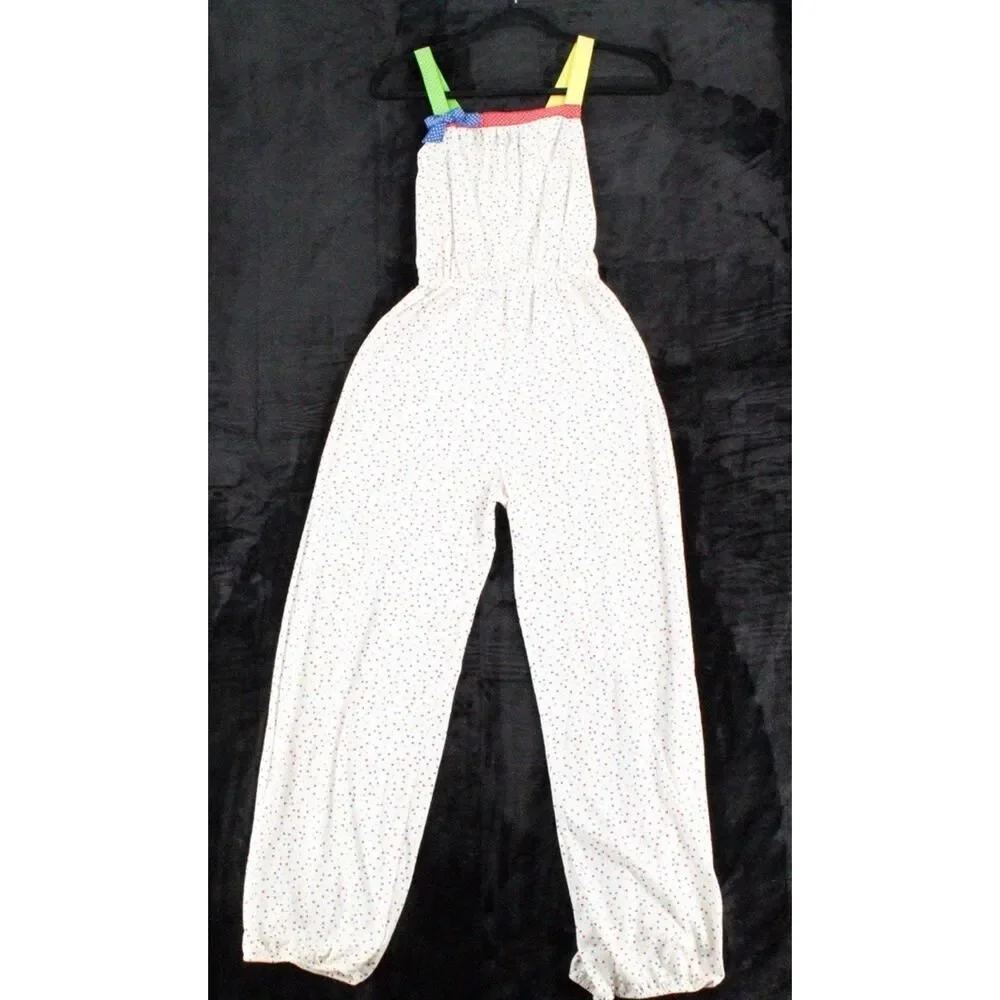 Vtg Jennifer Dale Polka Dot 70s Multicolor Romper Sz 9